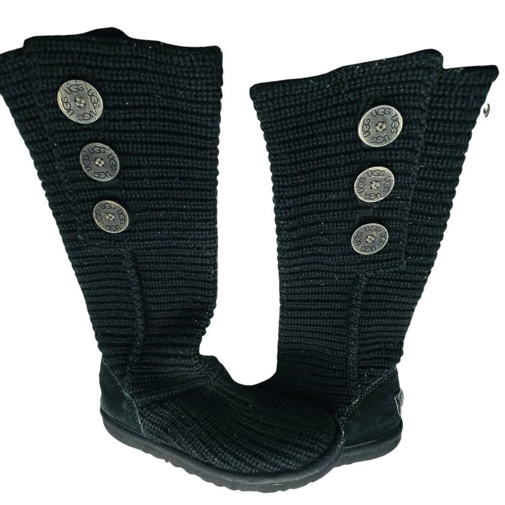 Copy - Ugg Shoes Classic Cardy Ugg Detailed Knit Boot Black #F3009J Euc Size 6